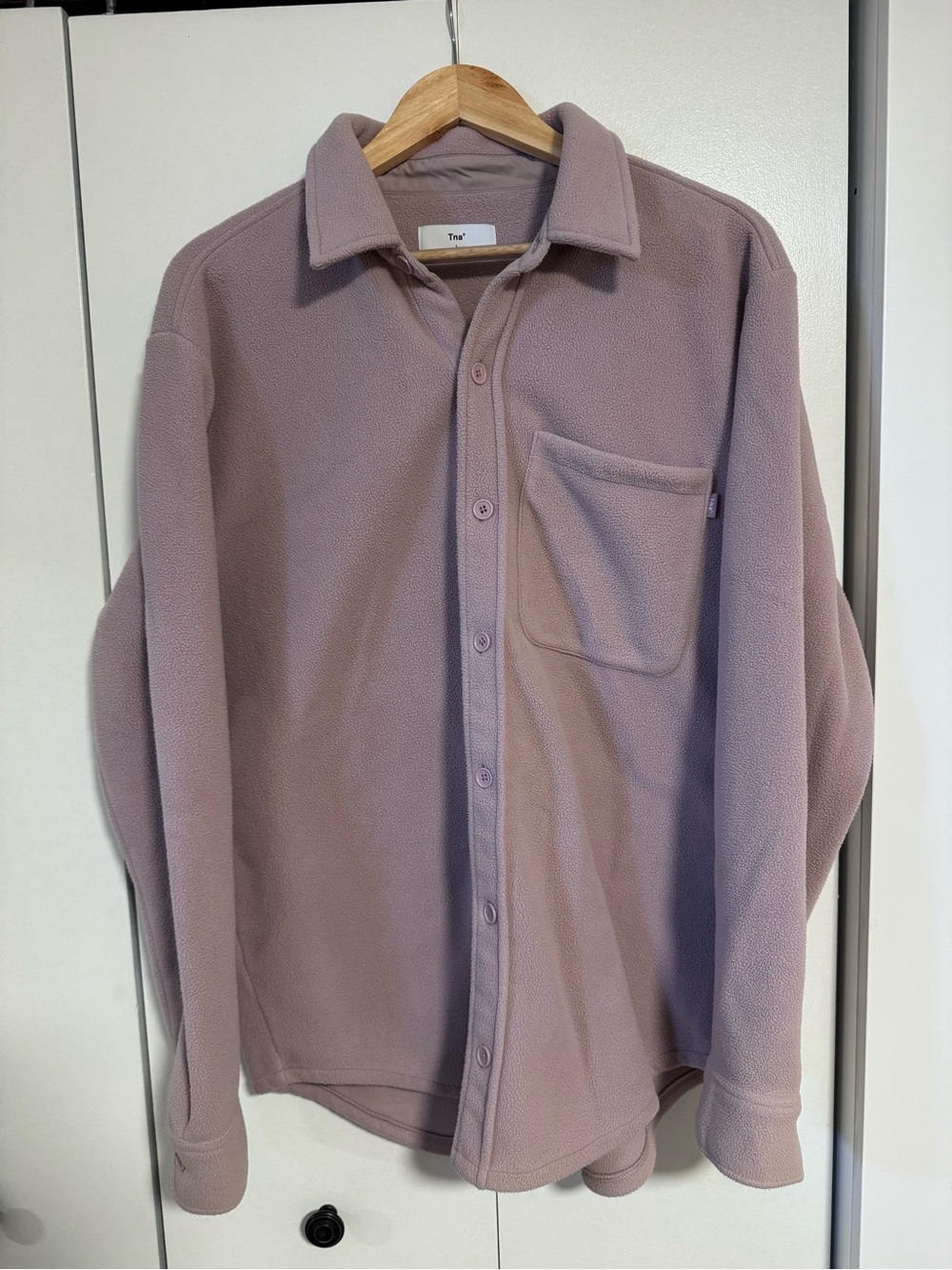 TNA Pink /blush Lavender Button-Down Fleece Shirt